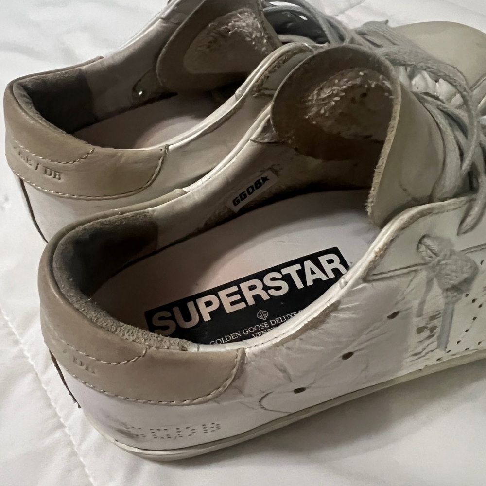 Leather Low-Top Sneakers in White and Gray - Women's - Picture 8 of 11